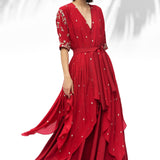Ruby Red Tunic With Skirt Set