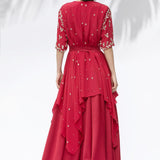 Ruby Red Tunic With Skirt Set
