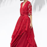 Ruby Red Tunic With Skirt Set