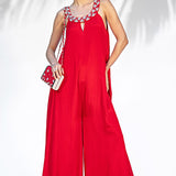 Ruby Red Flared Jumpsuit