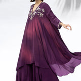 Jade Purple Tunic With Sharara Set
