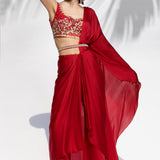 Ruby Red Drape Sari