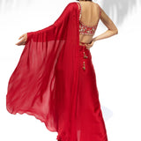 Ruby Red Drape Sari