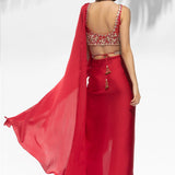 Ruby Red Drape Sari
