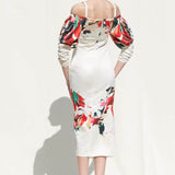 Crepe Satin Off Shoulder Dress