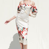 Crepe Satin Off Shoulder Dress