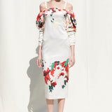 Crepe Satin Off Shoulder Dress