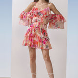Schiffli Pink Multi Printed Short Dress