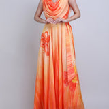 Sunset Drape Cowl  Maxi Dress