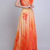 Sunset Drape Cowl  Maxi Dress