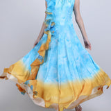 Aqua Ombre Ruffle Panel Gown