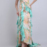 Soft marble muse  Ruffle Cascade Dress