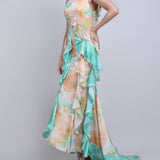 Soft marble muse  Ruffle Cascade Dress