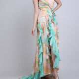 Soft marble muse  Ruffle Cascade Dress