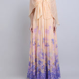 Denser Duo Floral Placement Cape Gown