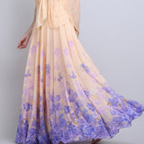 Denser Duo Floral Placement Cape Gown