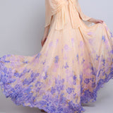 Denser Duo Floral Placement Cape Gown