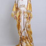 Orchre Gold Fringe Drape Kaftan