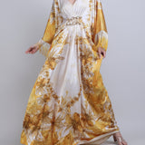 Orchre Gold Fringe Drape Kaftan