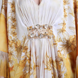 Orchre Gold Fringe Drape Kaftan