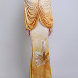 Orchre Cowl Drape Jersey slip dress