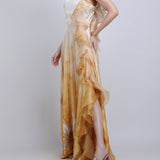 Ochre Sculpt Ruffle Gown
