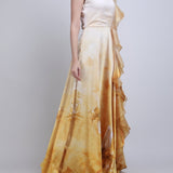 Ochre Sculpt Ruffle Gown