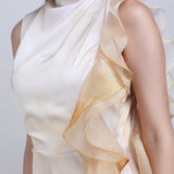 Ochre Sculpt Ruffle Gown