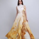 Ochre Sculpt Ruffle Gown