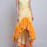 Yellow floral High-Low Ruffle Dress