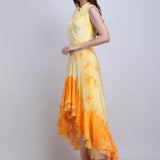 Yellow floral High-Low Ruffle Dress