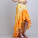 Yellow floral High-Low Ruffle Dress