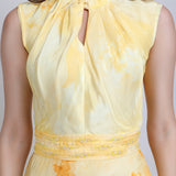 Yellow floral High-Low Ruffle Dress