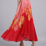 Crimson Pleated Halter Dress