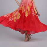 Crimson Pleated Halter Dress