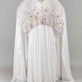 Ivory Palm Sheer Cape Gown