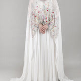 Ivory Palm Sheer Cape Gown