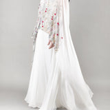 Ivory Palm Sheer Cape Gown