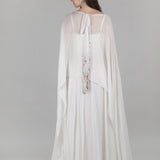 Ivory Palm Sheer Cape Gown