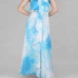 Aqua One-Shoulder Ruffle Dress