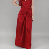 Red Drape Waist Dress