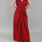 Red Drape Waist Dress