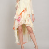 High Low Wrap Ivory Dress with Scraf