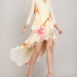 High Low Wrap Ivory Dress with Scraf