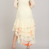 High Low Wrap Ivory Dress with Scraf