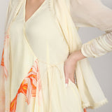 High Low Wrap Ivory Dress with Scraf