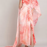 Crimson Corset Dress with Drape Cape