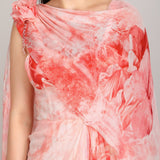 Crimson Corset Dress with Drape Cape