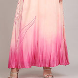 One Shoulder doodle pink dress