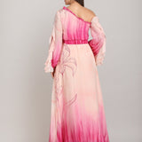 One Shoulder doodle pink dress